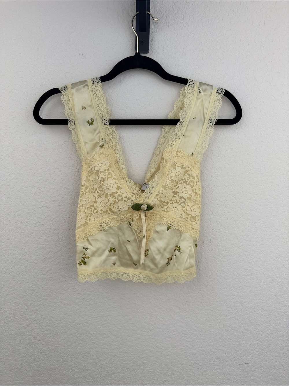 RESA Yellow Floral Lace & Satin Tank Size M